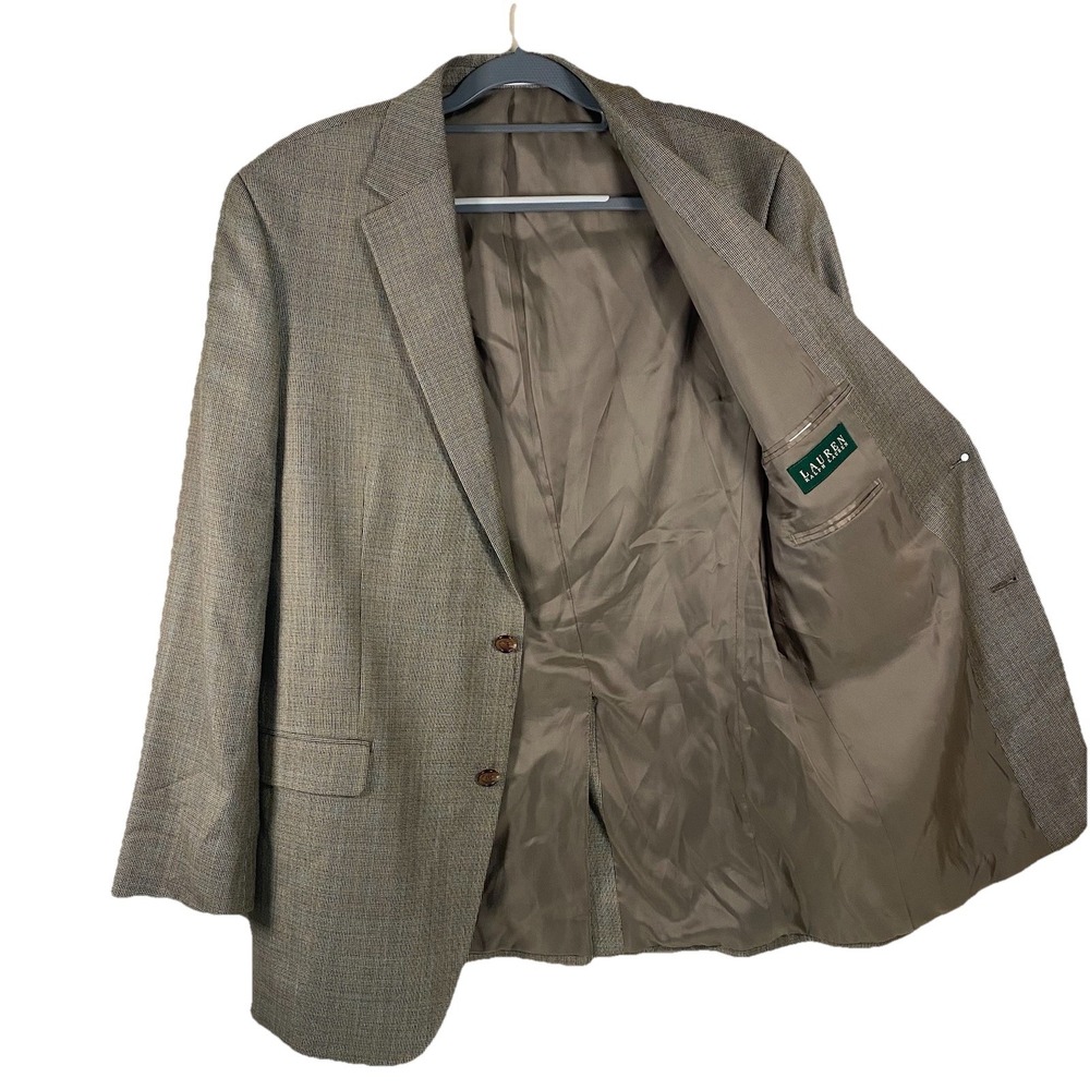 RALPH LAUREN Mens 42L Beige Super Soft Silk Wool Blazer Sport‎ Coat Suit Jacket